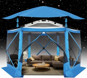 HOTEEL Pop Up Gazebo Screen Tent Screen House for Camping, 12x12 Screen Room with Mosquito Netting, Hub Tent Instant