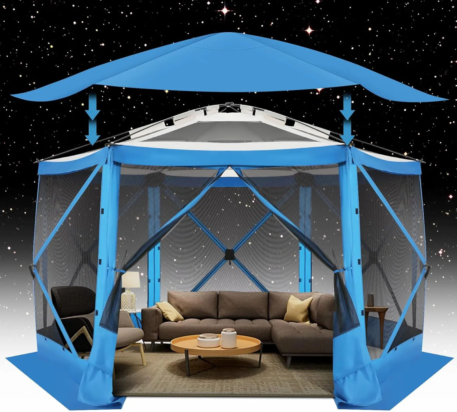 HOTEEL Pop Up Gazebo Screen Tent Screen House for Camping, 12x12 Screen Room with Mosquito Netting, Hub Tent Instant