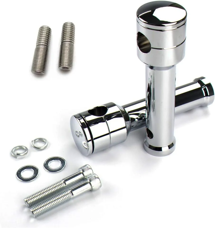 HTTMT- TGHD-HAD001 HBS011-II-CD- Chrome Round 6" Rise 1" /25mm Mount Compatible With DNA Paughco Springer Handlebar Riser
