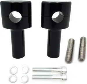 HTTMT- US-TGHD-HAD001 HBS007-I-BK- Black 4" Tall Handlebar Risers 25mm Compatible With DNA Paughco Hardbody Springer Chopper Bobber