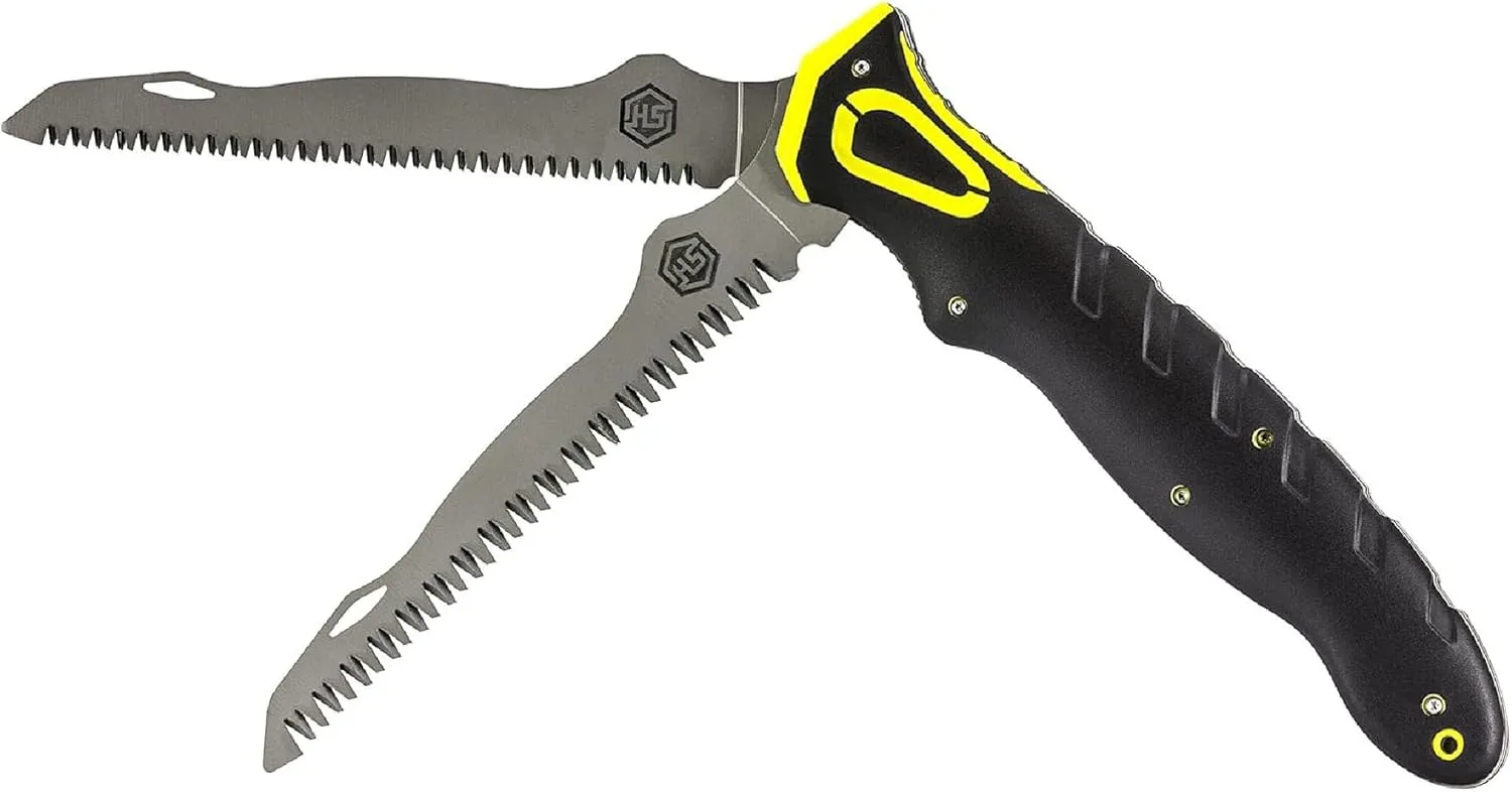 Hunters Specialties Hunting Command Grip Dual Blade Folding Bone & Wood Saw - Sainless Steel Blades, Non-Slip Grip Handle