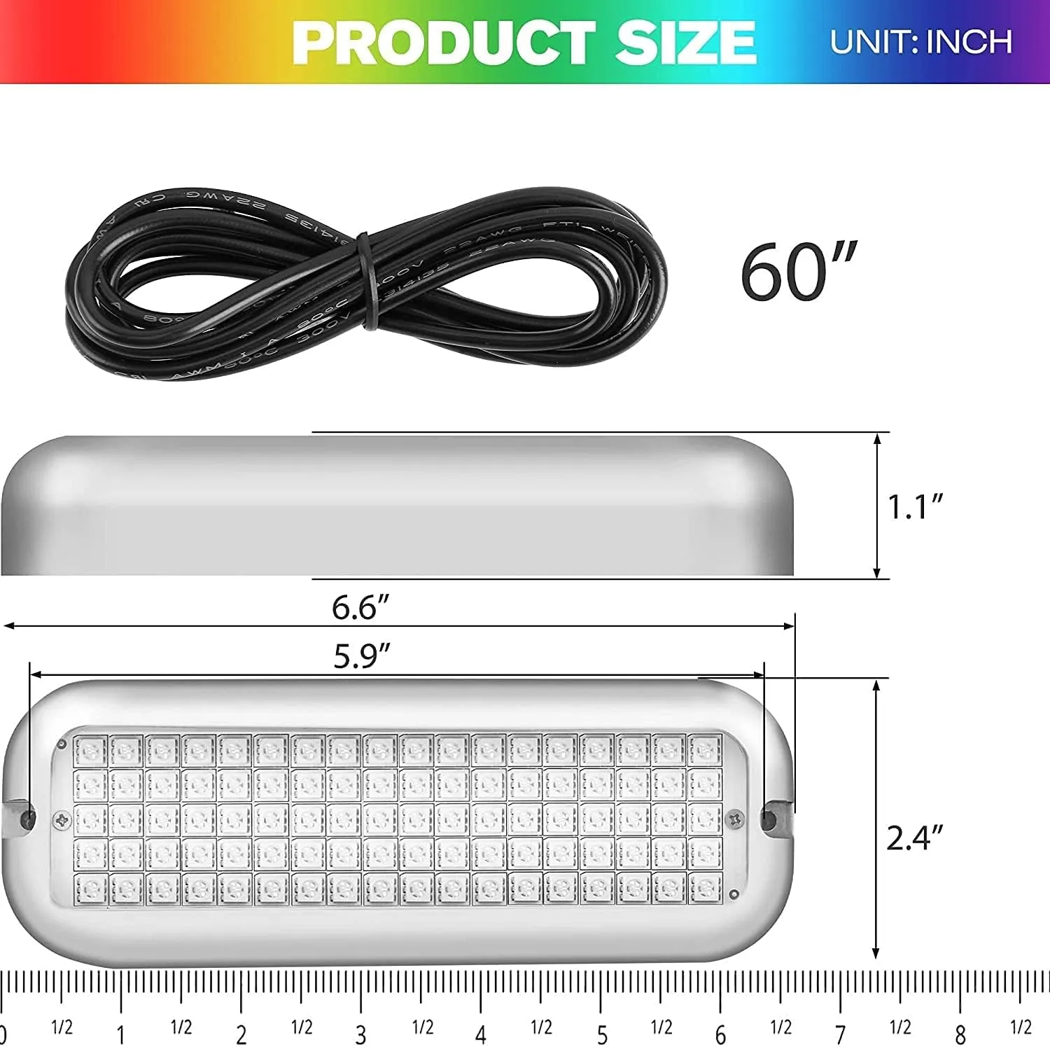 HUSUKU P1 (2.0) 6.6inch 3600LM Marine LED Lights for Boat Underwater, 10-36V 90LED IP68, 316 Stainless Steel, Surface Mount for Yacht Bass Boat Fishing Dock Pontoon Sailboat (Green)