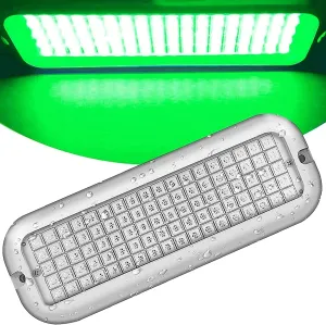 HUSUKU P1 (2.0) 6.6inch 3600LM Marine LED Lights for Boat Underwater, 10-36V 90LED IP68, 316 Stainless Steel, Surface Mount for Yacht Bass Boat Fishing Dock Pontoon Sailboat (Green)