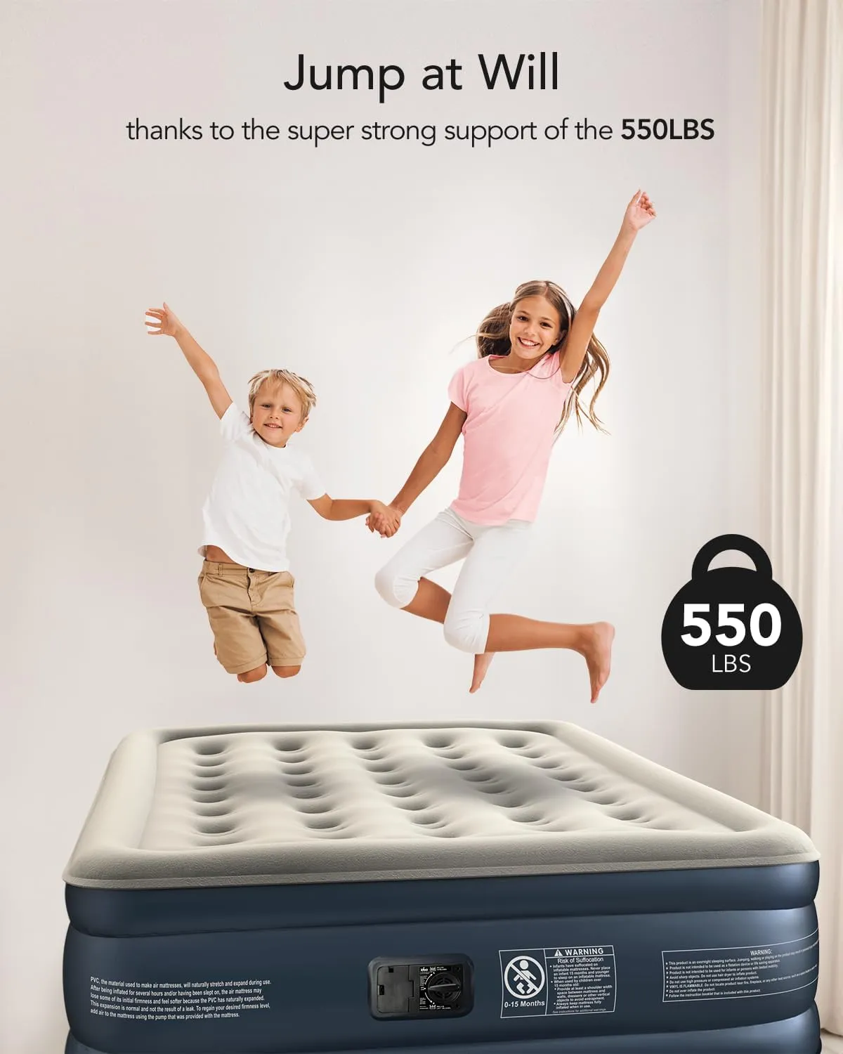 iDOO Luxury Twin Air Mattress with Built in Pump, 18" Raised Comfort Blow up Mattress, Inflatable Mattress for Guests & Home, Air Bed, colchon inflable, Upgraded Four Chamber Technical Airbed