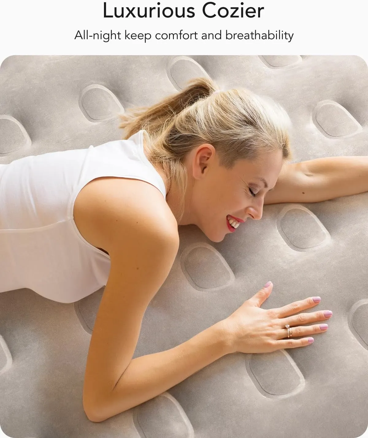 iDOO Luxury Twin Air Mattress with Built in Pump, 18" Raised Comfort Blow up Mattress, Inflatable Mattress for Guests & Home, Air Bed, colchon inflable, Upgraded Four Chamber Technical Airbed