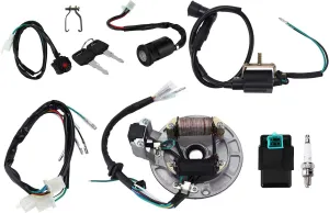 Ignition Kit, Ignition Coil CDI Spark Plug Wire Harness Magneto Stator Kit for to Kick Start Dirt Pit Bike ATV