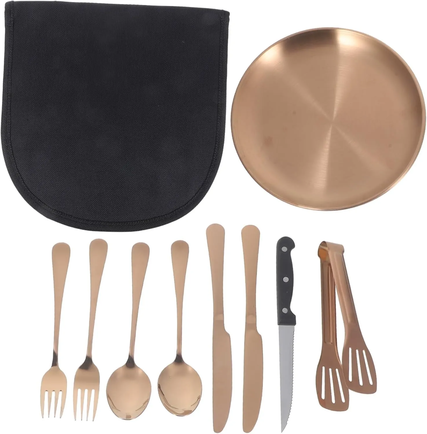 IMIKEYA 1set Stainless Steel Camping Utensil Reusable Travel Cutlery with Elegant Color Convenient Carrying Case Heavy Duty Silverware for Outdoor Dining for Camping and Picnics