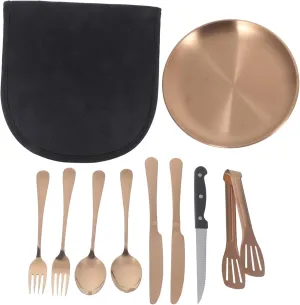 IMIKEYA 1set Stainless Steel Camping Utensil Reusable Travel Cutlery with Elegant Color Convenient Carrying Case Heavy Duty Silverware for Outdoor Dining for Camping and Picnics