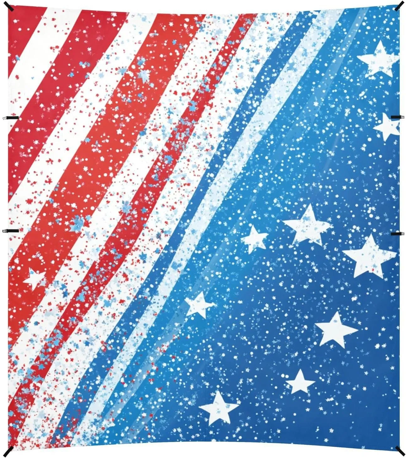 Independence Red and Blue Stars Foldable Beach Canopy UPF50  Waterproof Large Sun Shelter with Carrying Bag for Camping, Picnics, Backyard & Fishing