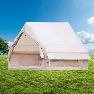 Inflatable Camping Tent, 2-4 Person Family Tent with Skylights, Pump and Relief Valve, 4 Season Waterproof Oxford Cloth, Easy Setup, Panorama Gate, Sport Tent for Camping, Picnics(6.3 Square metre)