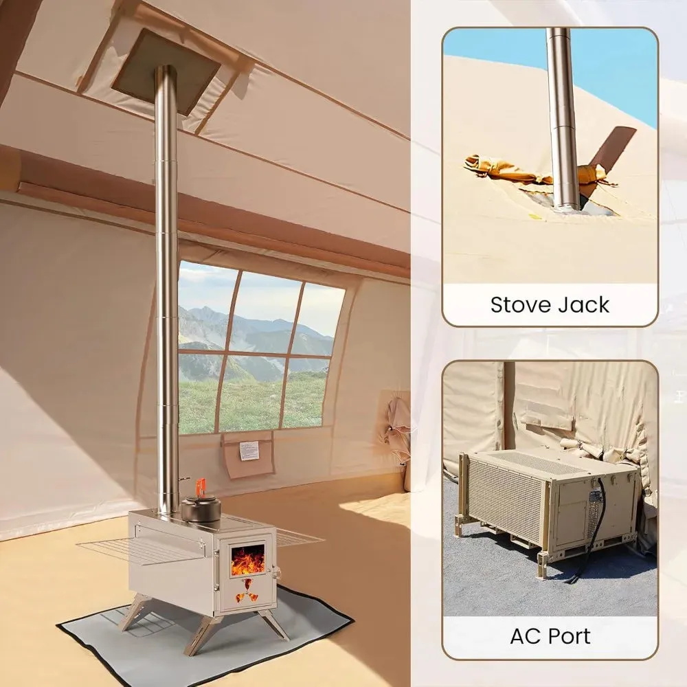 Inflatable Camping Tent with Stove Jack and Hand Pump