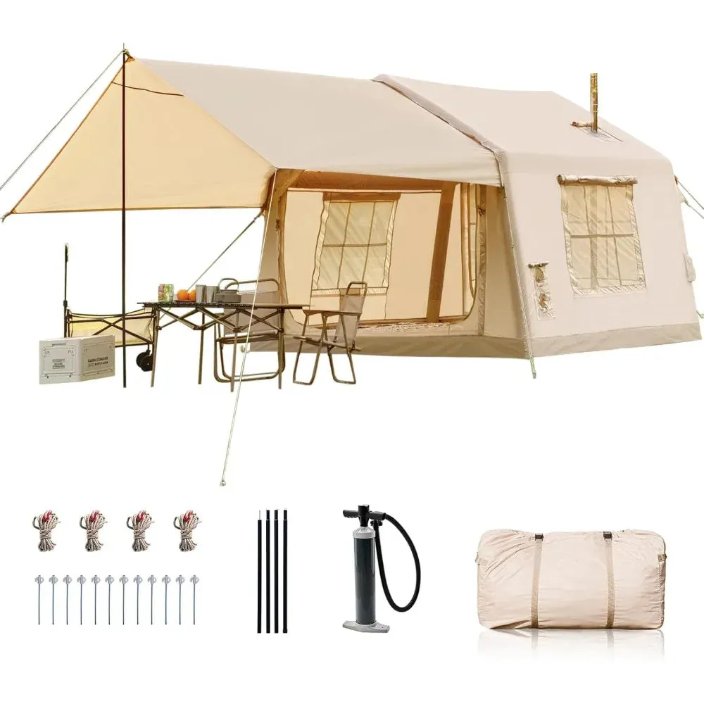 Inflatable Camping Tent with Stove Jack and Hand Pump