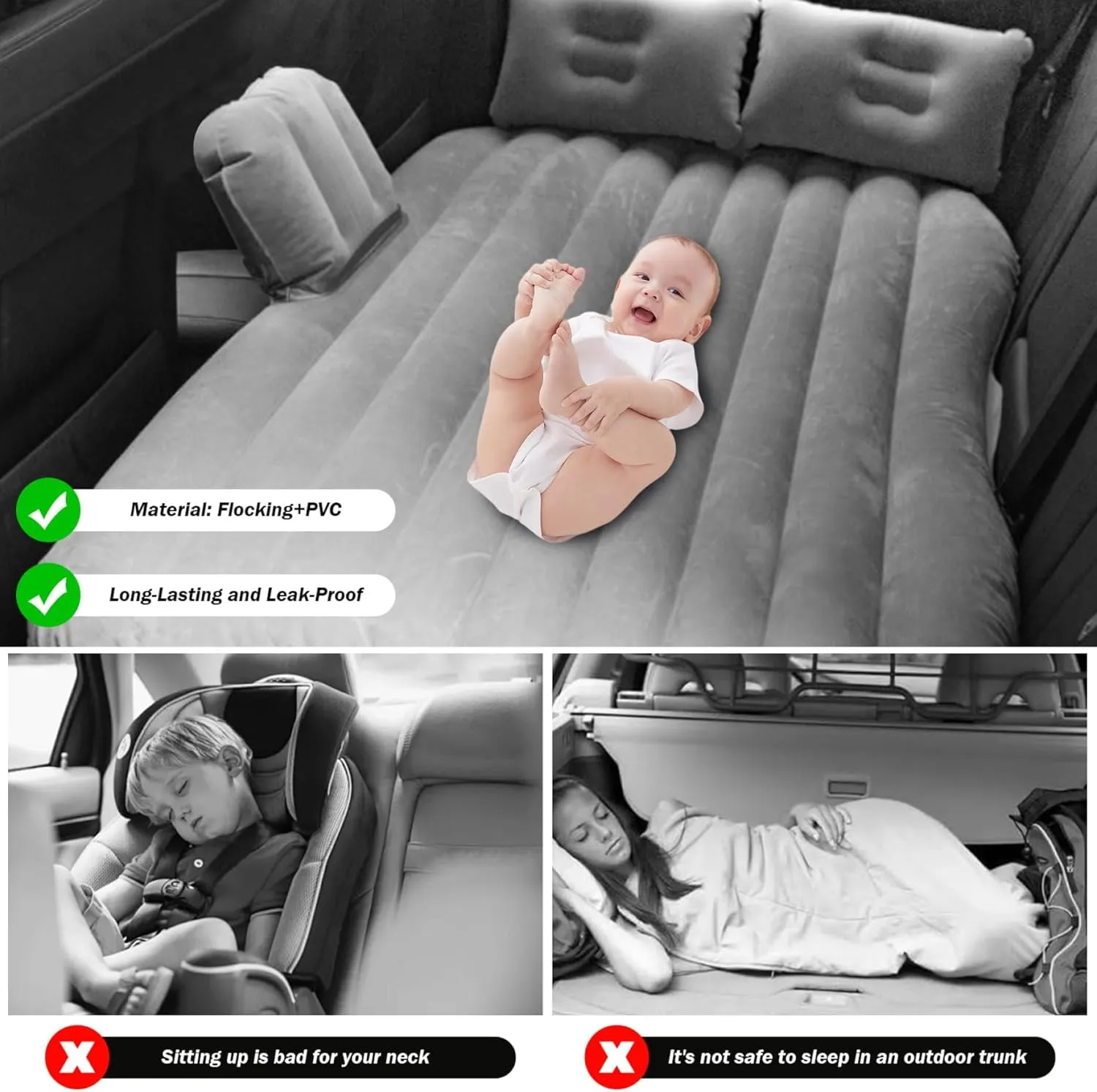 Inflatable Car Mattress for Mitsubishi Pajero Sport 2011-2017, Thickened Portable Collapsible Travel Mattress Sports Outdoors All Weather Use,A