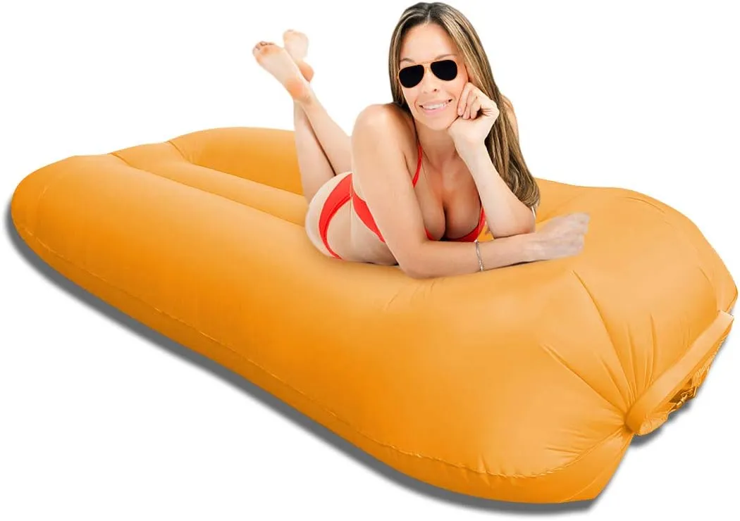 Inflatable Couch Blow Up Air Sofa Outdoor Picnic Folding Beach Chair Camping Gear Accessories Kids Air Mattress Beds for Adults Includes Travel Bag