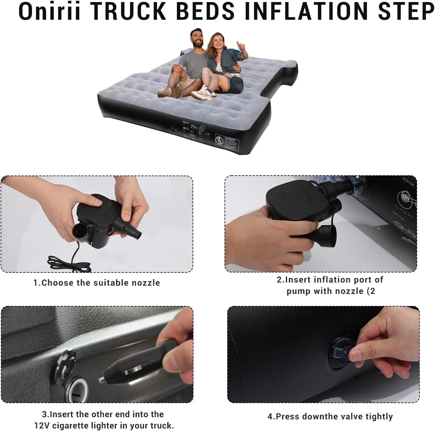 Inflatable Pickup Truck Beds Air Mattress for 5.5-5.8Ft with Air Pump,Thickened Flocking Full Size Short Camping Inflatable Blow Up Mattress with 2 Pillows,Outdoor Camping Car Travel
