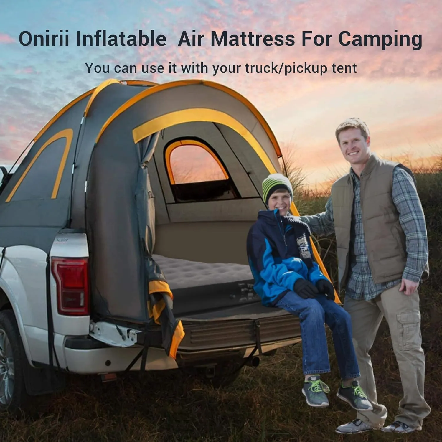 Inflatable Pickup Truck Beds Air Mattress for 5.5-5.8Ft with Air Pump,Thickened Flocking Full Size Short Camping Inflatable Blow Up Mattress with 2 Pillows,Outdoor Camping Car Travel