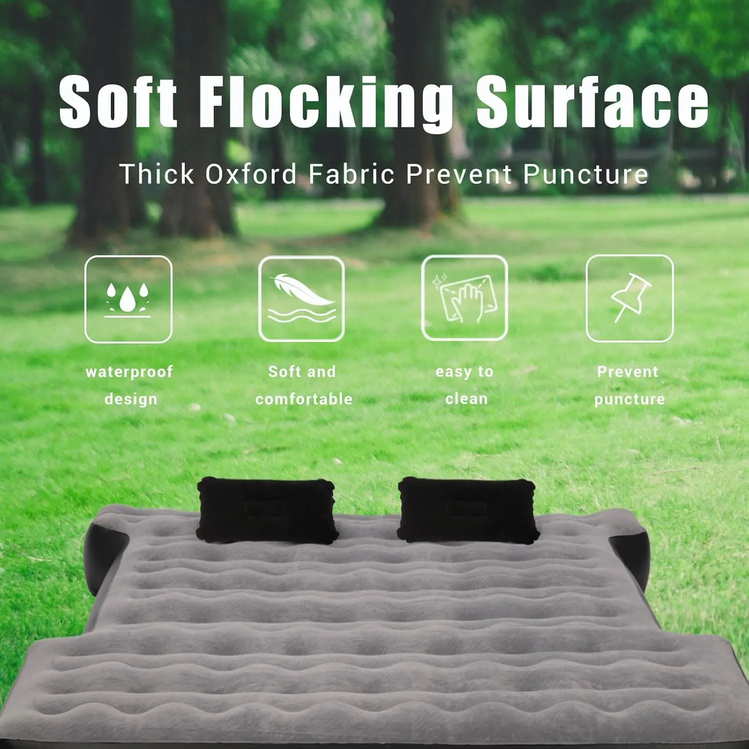 Inflatable Pickup Truck Beds Air Mattress for 5.5-5.8Ft with Air Pump,Thickened Flocking Full Size Short Camping Inflatable Blow Up Mattress with 2 Pillows,Outdoor Camping Car Travel