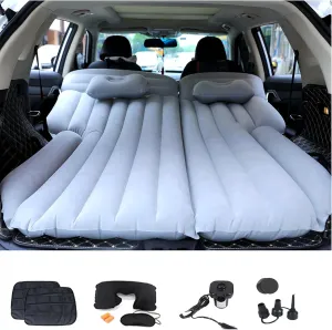 Inflatable SUV Air Mattress 3 in 1 Thickened Flocking Inflatable Car Camping Travel Air Mattress with 2 Pillows & Air Pump,Portable Car Sleeping Bed for SUV|MPV|Minivan