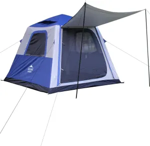 Inflatable Tent for Camping, 8.2x8.2FT Large 4-6 Person Blow up Tent with 2 Doors and 4 Screen Mesh Panels, Footprint Included(Sapphire & Light Gray)