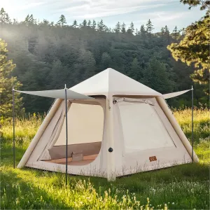 Inflatable Tents for Camping, Blow Up Tents with Hand Pump, 3-4 Person Air Glamping Tent, Easy Setup 4 Season Waterproof Windproof Outdoor Glamping House