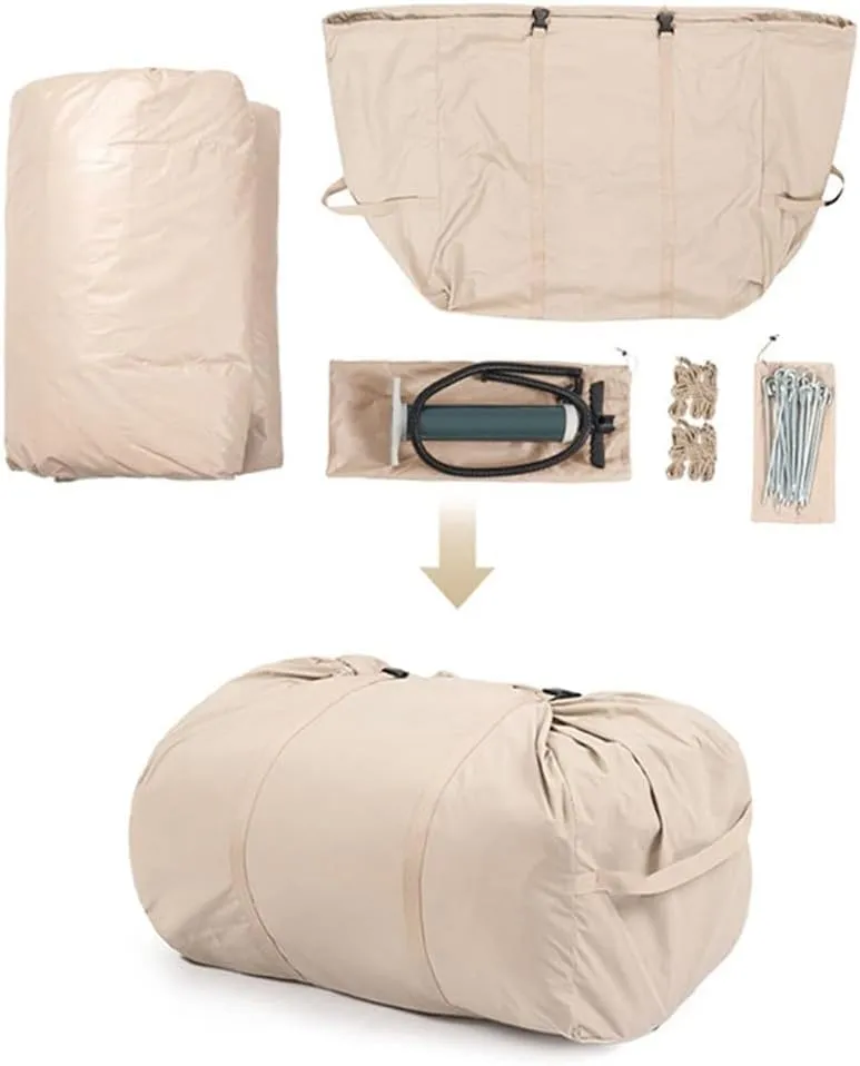 Inflatable Tents with Pump,2-4 Person Blow Up Tent with Stove Jack Hole,4 Season Large Pop-Up Tents,Easy Setup