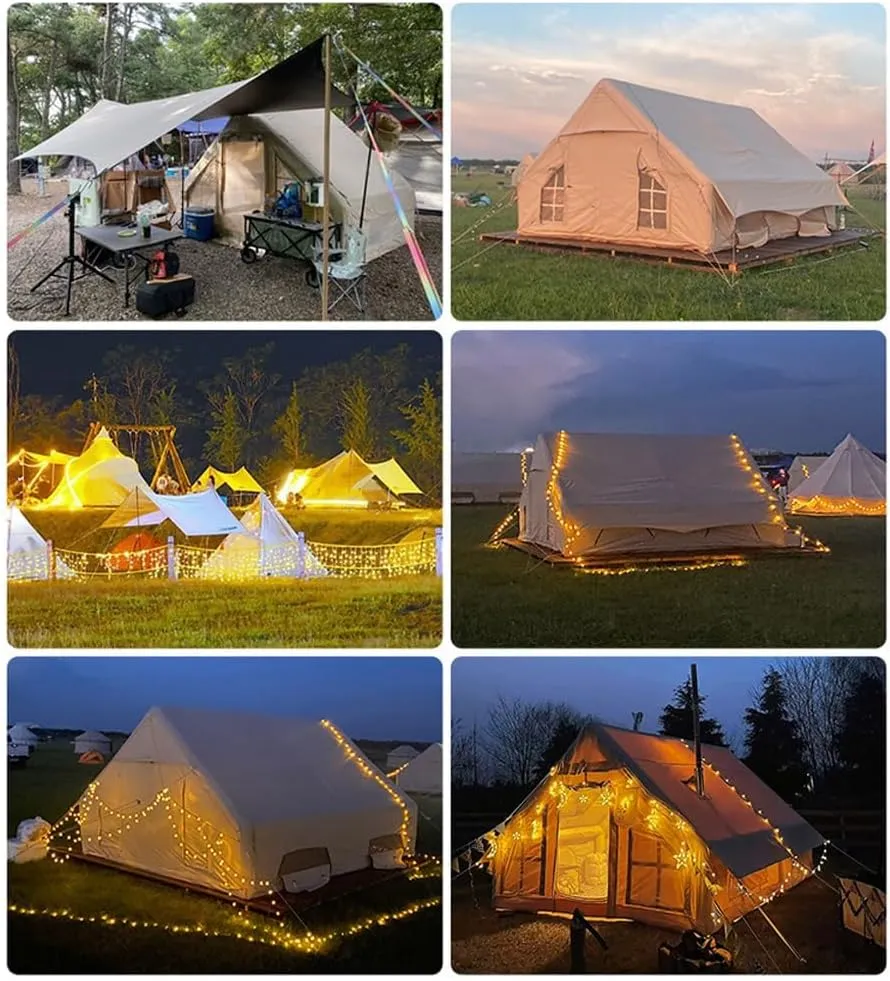 Inflatable Tents with Pump,2-4 Person Blow Up Tent with Stove Jack Hole,4 Season Large Pop-Up Tents,Easy Setup