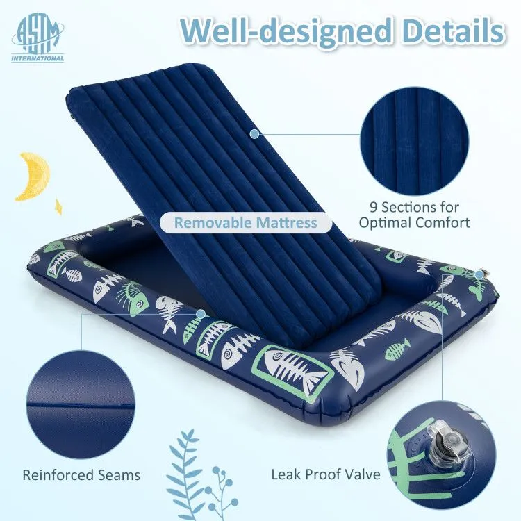 Inflatable Toddler Travel Bed with Electric Pump and Raised Bed Rails