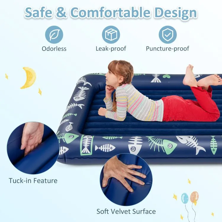 Inflatable Toddler Travel Bed with Electric Pump and Raised Bed Rails