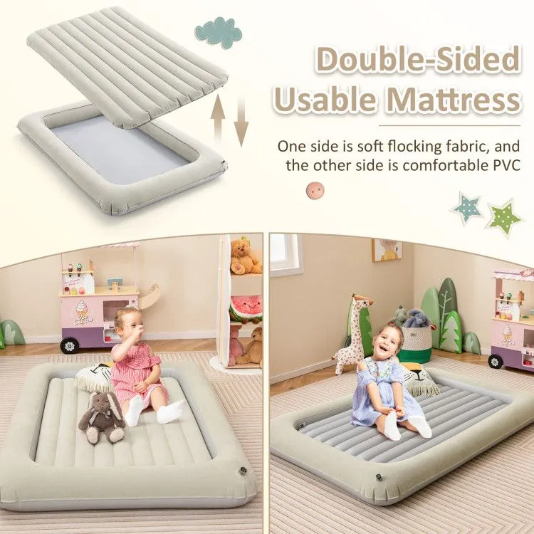 Inflatable Toddler Travel Bed with Electric Pump and Raised Bed Rails
