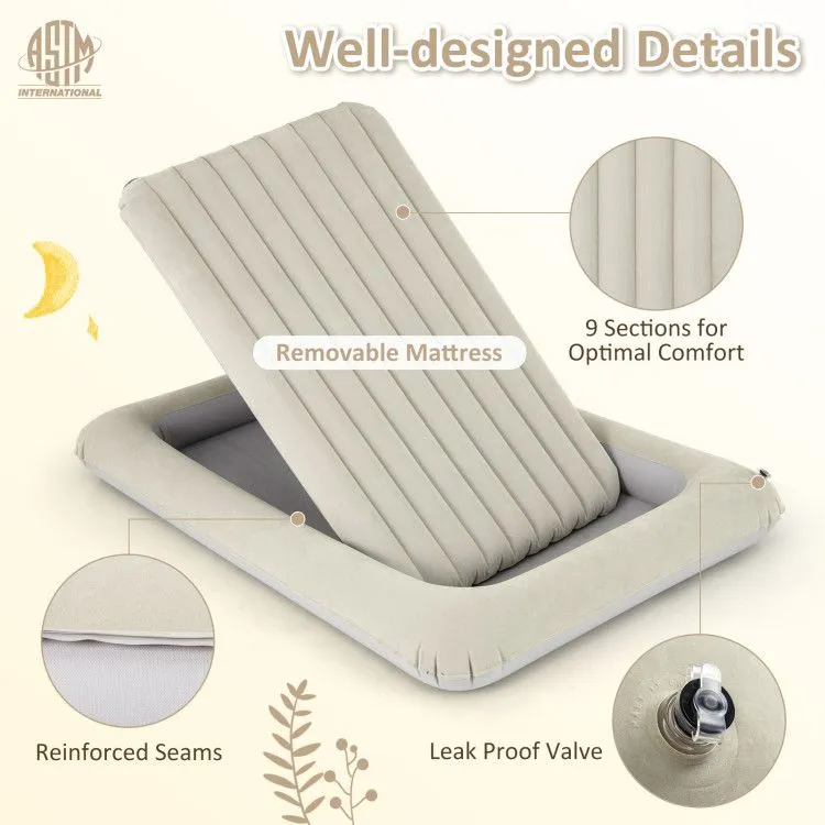 Inflatable Toddler Travel Bed with Electric Pump and Raised Bed Rails