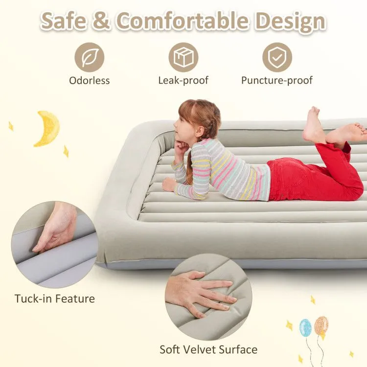 Inflatable Toddler Travel Bed with Electric Pump and Raised Bed Rails