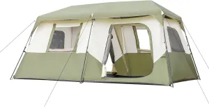 Instant Camping Tent, 8-Person, 13'x9', Quick Setup, Mesh Windows, Water-Resistant, 190T Polyester, Steel Poles, Internal Storage, 28.6 lbs, for Camping & Hiking