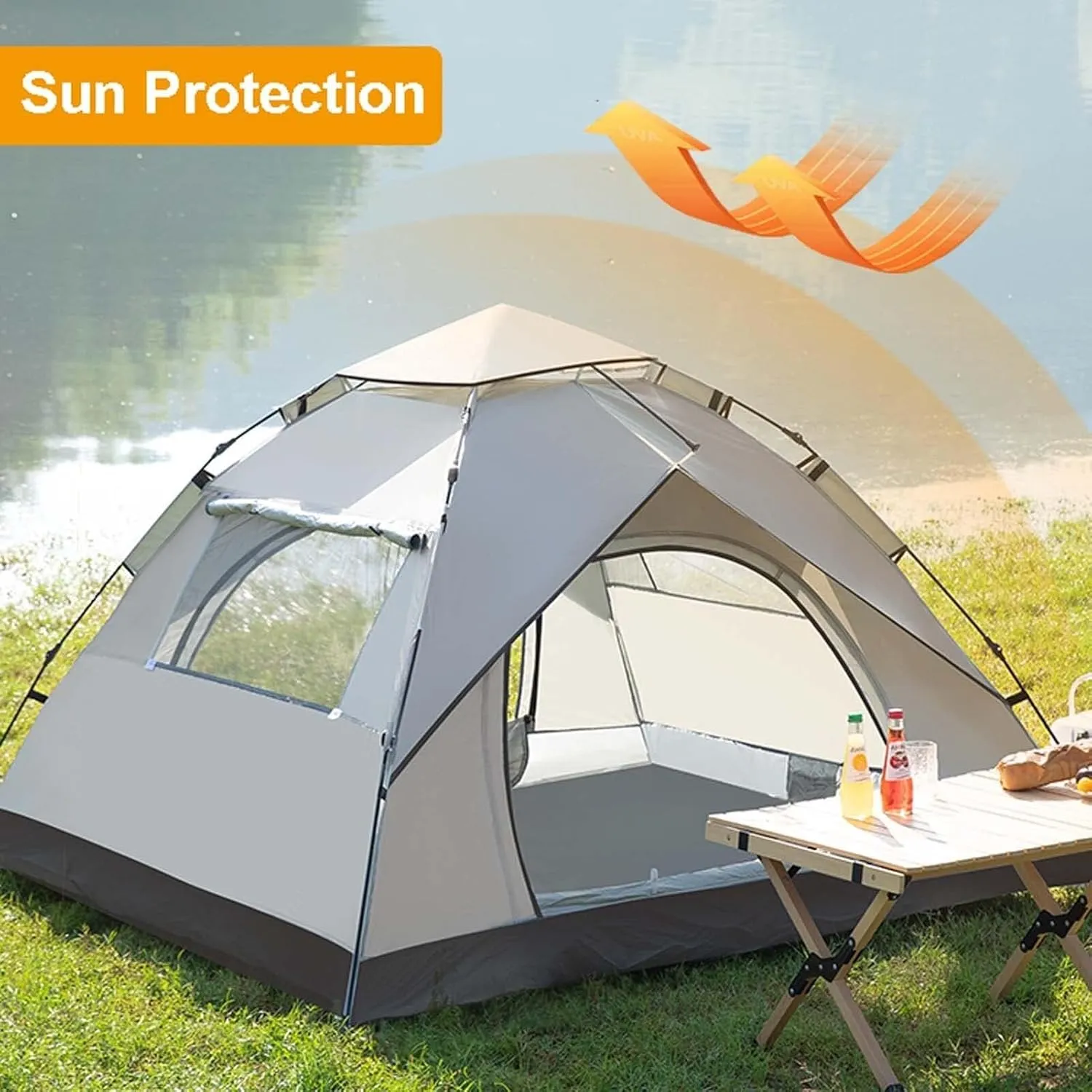 Instant Pop Up Camping Tent 83x79x53 Inch, Family Tent with 60s Setup, Waterproof Windproof 4 Seasons Tent for Camping, Hiking, Backpacking, Outdoor Adventures