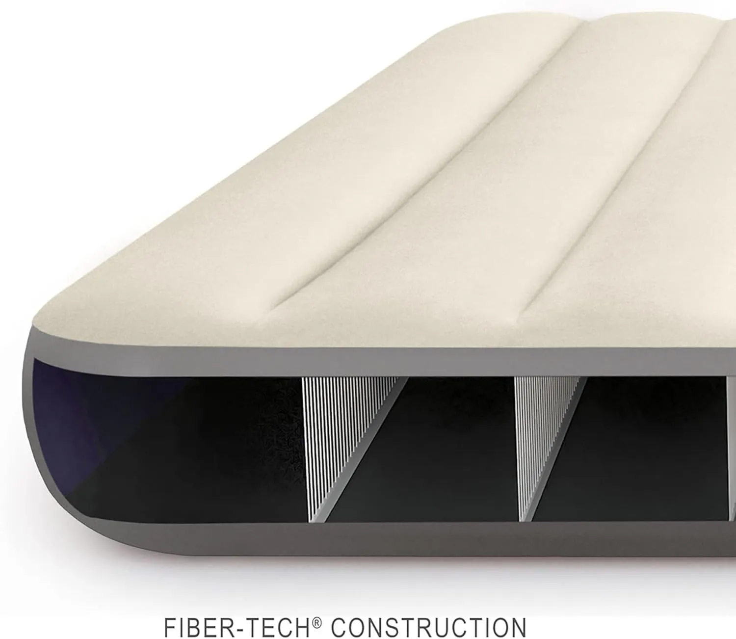 Intex 64103E Dura-Beam Standard Single-High Air Mattress: Fiber-Tech - Queen Size - 10in Bed Height - 600lb Weight Capacity - Pump Sold Separately