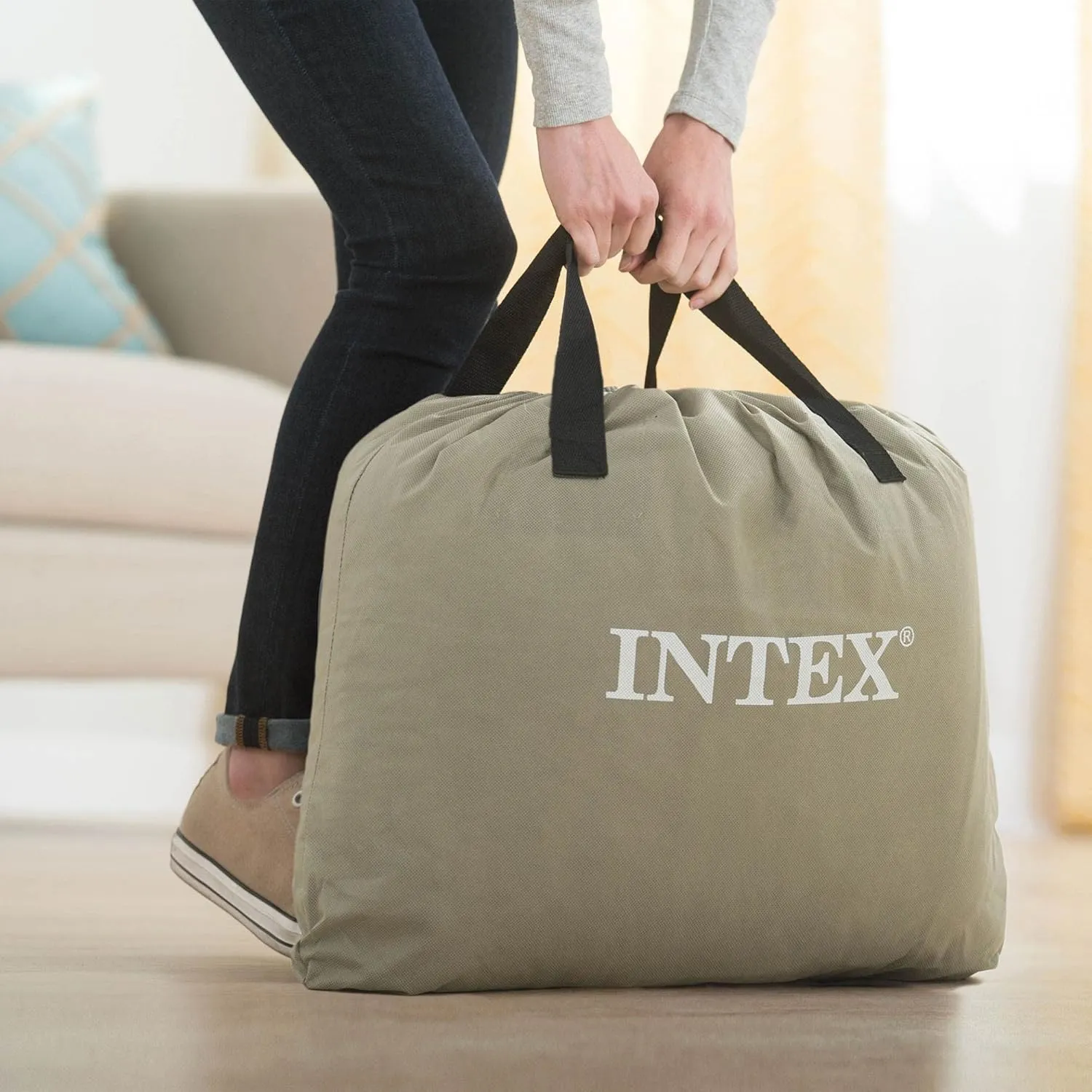 Intex Pillow Dura-Beam Series Rest Raised Airbed with Internal Pump (2020 Model)