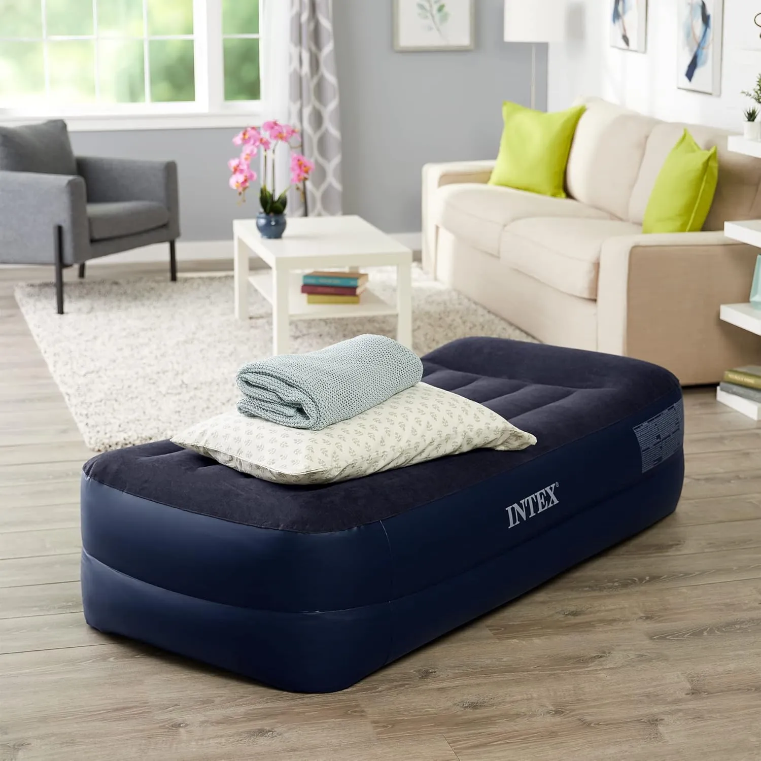 Intex Pillow Dura-Beam Series Rest Raised Airbed with Internal Pump (2020 Model)