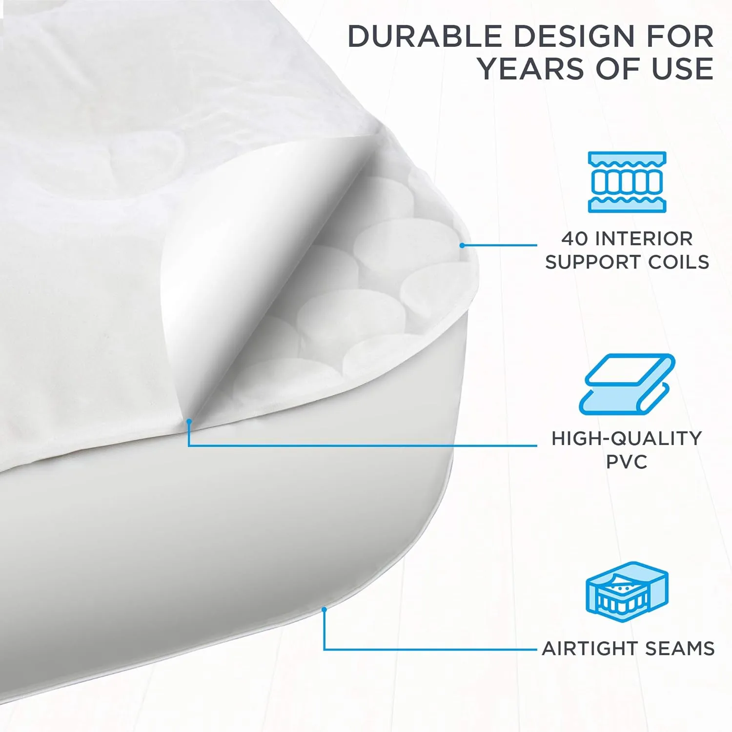 Ivation EZ-Bed (Full Size) Air Mattress with Deflate Defender™ Technology Dual Auto Comfort Pump & Dual Layer Laminate Material - AirBed Frame & Rolling Case for Guest, Travel, Vacation
