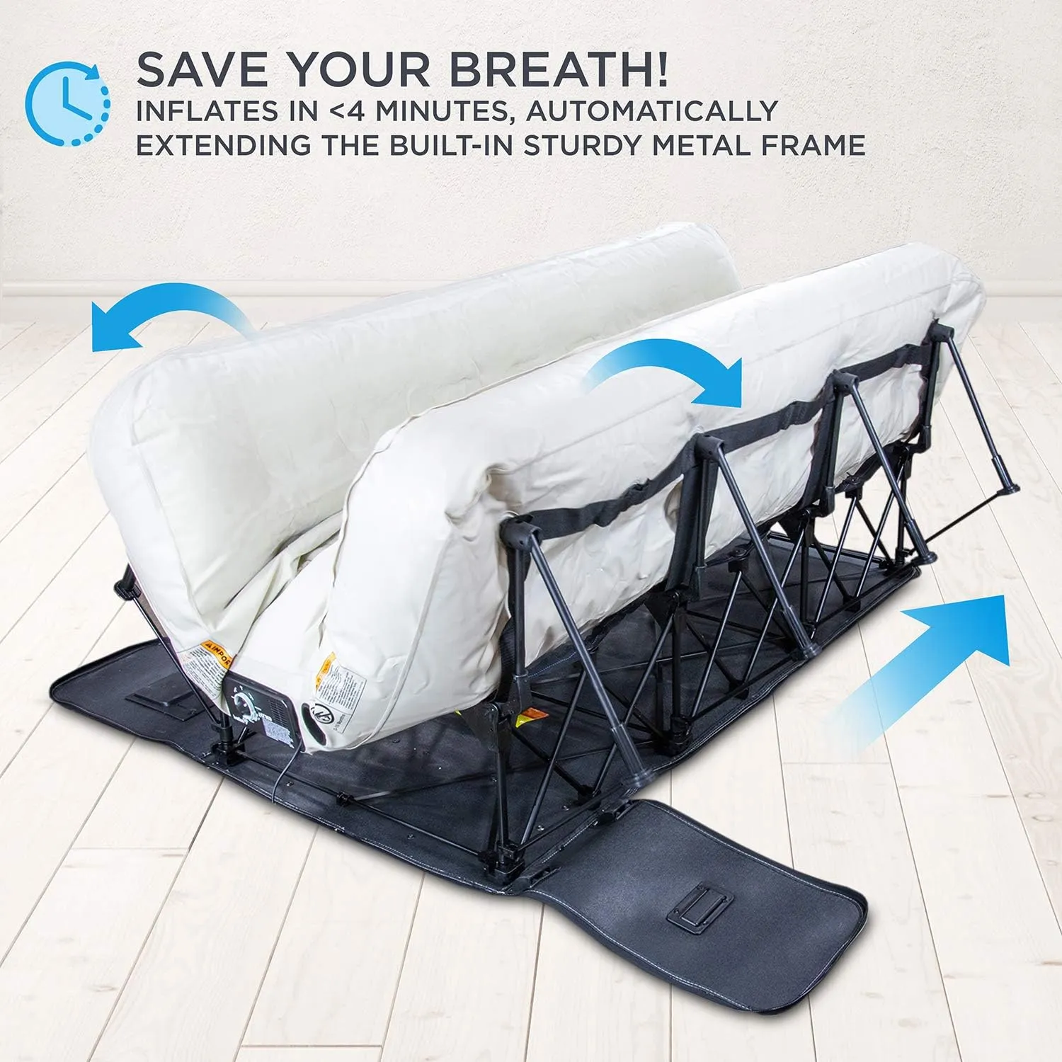 Ivation EZ-Bed (Full Size) Air Mattress with Deflate Defender™ Technology Dual Auto Comfort Pump & Dual Layer Laminate Material - AirBed Frame & Rolling Case for Guest, Travel, Vacation