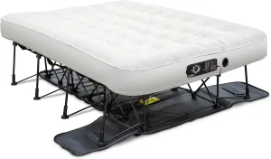 Ivation EZ-Bed (Full Size) Air Mattress with Deflate Defender™ Technology Dual Auto Comfort Pump & Dual Layer Laminate Material - AirBed Frame & Rolling Case for Guest, Travel, Vacation