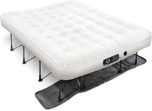 Ivation EZ-Bed (Queen) Air Mattress with Deflate Defender™ Technology Dual Auto Comfort Pump and Dual Layer Laminate Material - AirBed Frame & Rolling Case for Guest, Travel, Vacation, Camping