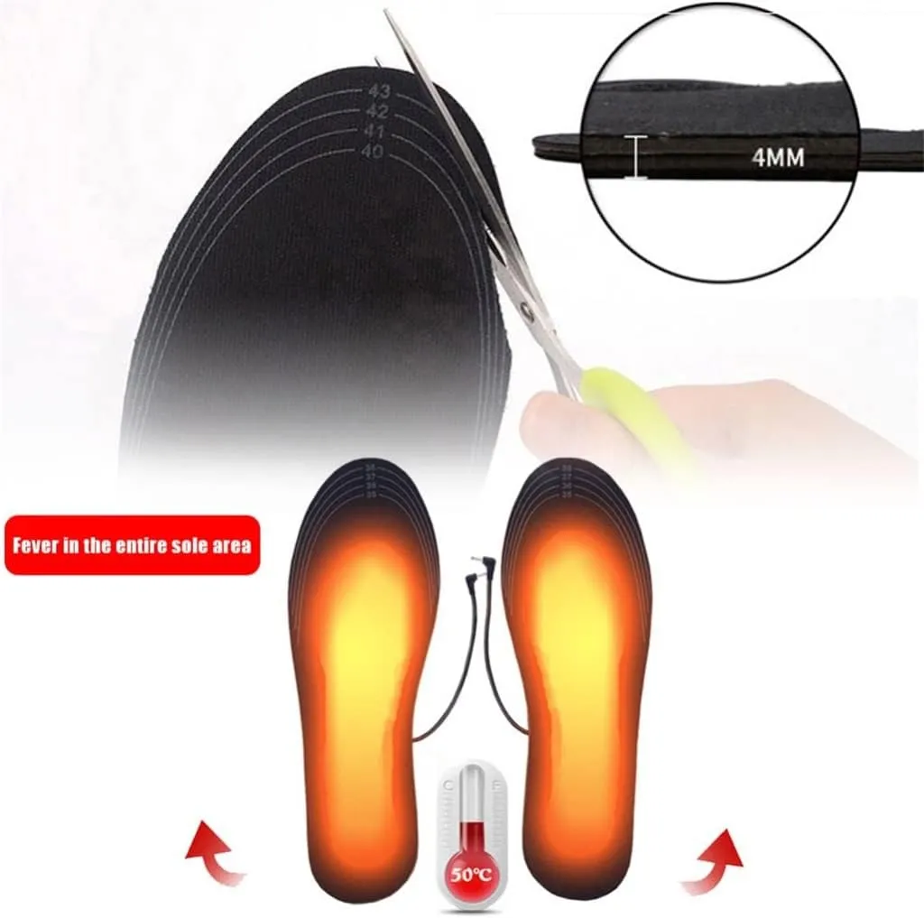 JCDZSW CSCDD 1 Pair Heated Shoe Insoles Foot Warming Pad Feet Warmer Sock Pad Mat Winter Outdoor Sports Heating Insoles Winter Warm Soles(41-46)