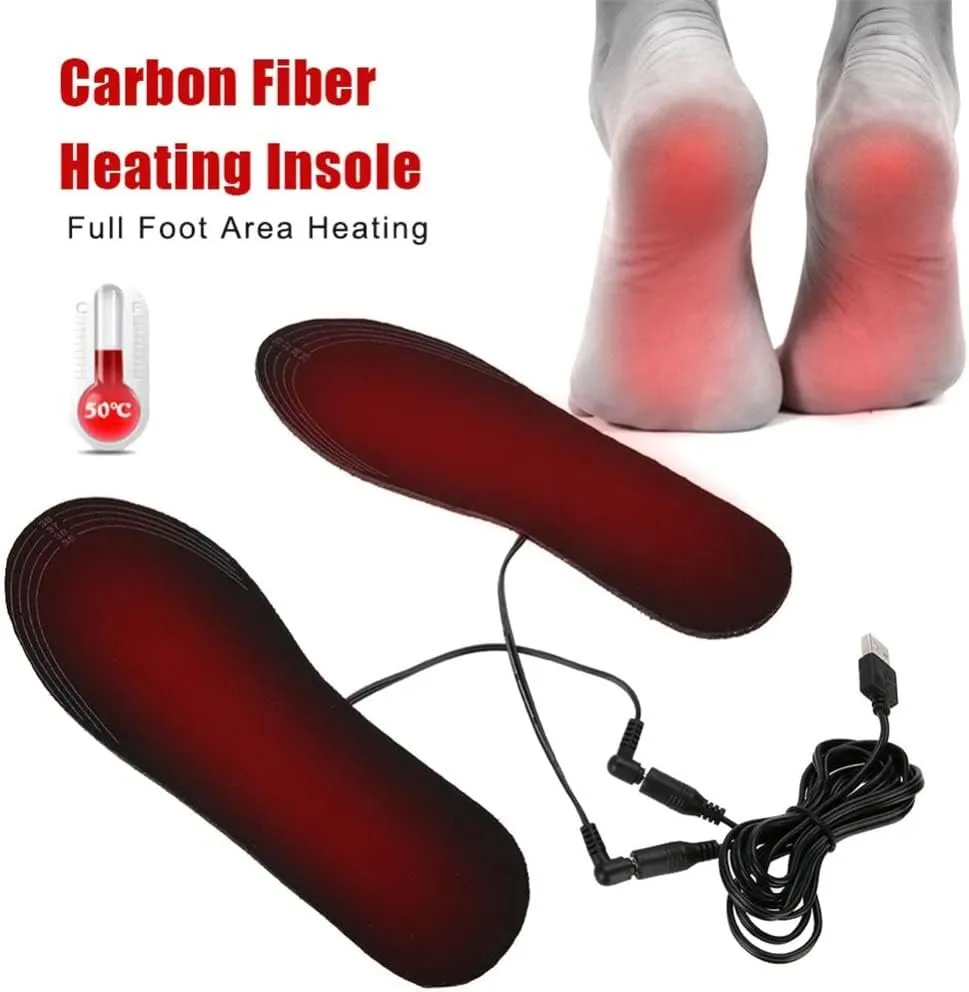 JCDZSW CSCDD 1 Pair Heated Shoe Insoles Foot Warming Pad Feet Warmer Sock Pad Mat Winter Outdoor Sports Heating Insoles Winter Warm Soles(41-46)