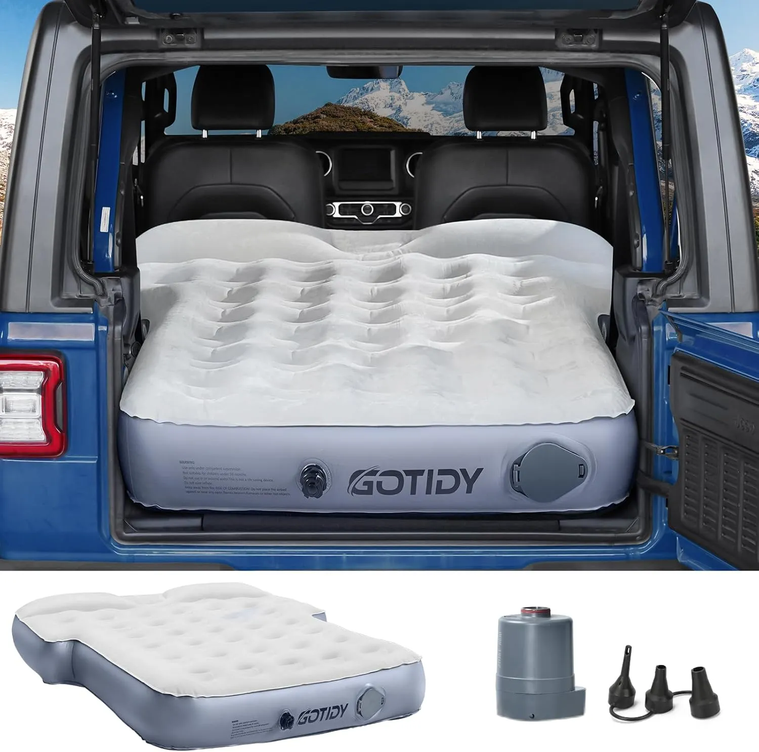 Jeep Air Mattress Jeep Wrangler Air Mattress Jeep Mattress Trunk Full Size Built-in Pillow Air Mattress for Large SUV Jeep JK JL JKU JLU SUV with Built in Pump for 2 Persons