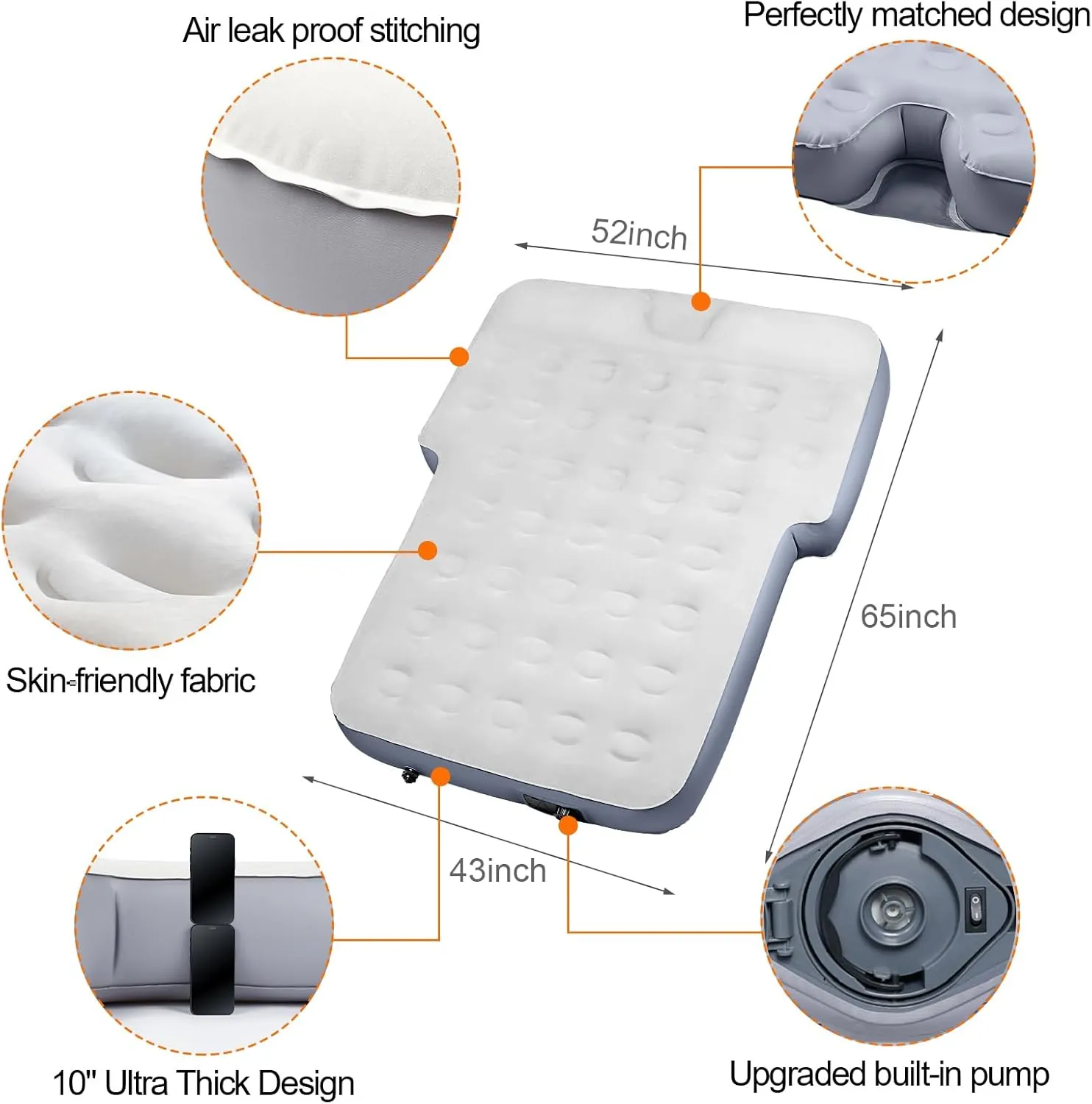 Jeep Air Mattress Jeep Wrangler Air Mattress Jeep Mattress Trunk Full Size Built-in Pillow Air Mattress for Large SUV Jeep JK JL JKU JLU SUV with Built in Pump for 2 Persons