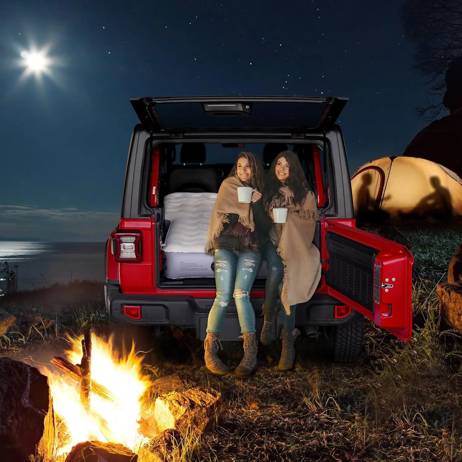 Jeep Wrangler Air Mattress Jeep Mattress with Wireless Air Pump Large SUV Air Mattress,Jeep Wrangler Bed 10inch SUV Camping Bed for JK JKU JL JLU Unlimited 4 Door