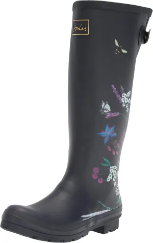 Joules Women's Rain Boot, Navy Bee Flowers, 11