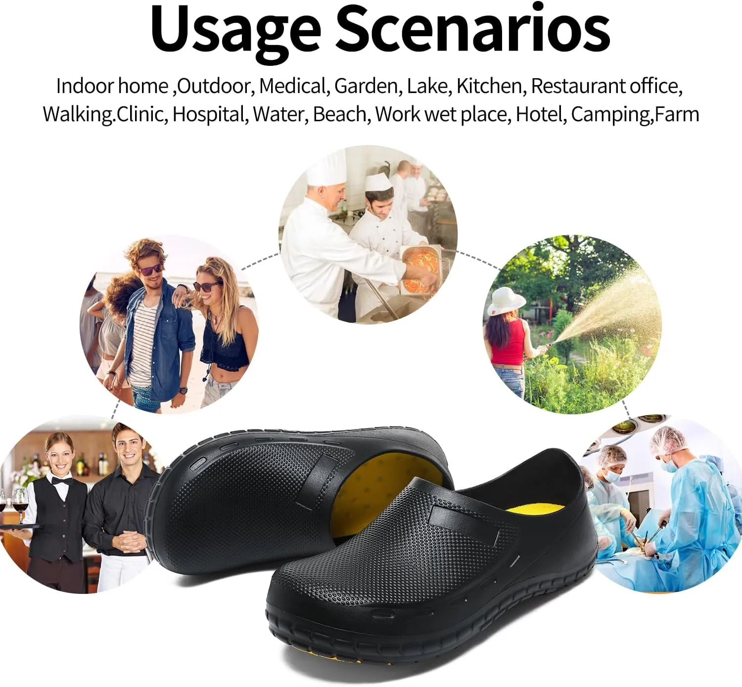 JSWEI Chef Shoes for Men - Professional Oil Water Resistant Nursing Chef Shoe，Non-Slip Safety Working Shoes for Kitchen Garden Bathroom Construction