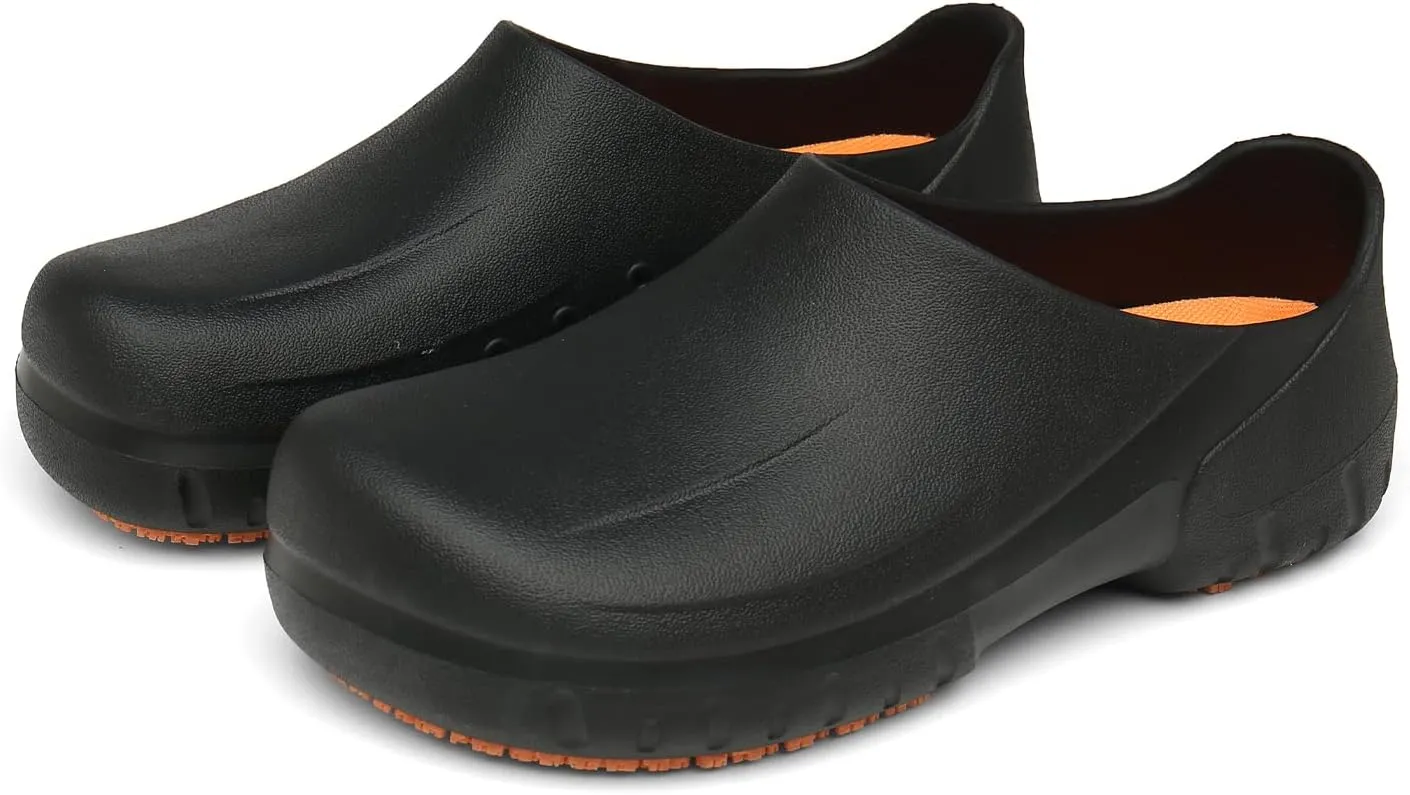 JSWEI Chef Shoes Men -Waterproof and Oil-Proof Clogs Non Slip Kitchen Shoes for Men Nursing Shoes Garden Shoes Outdoor Chef Clogs for Kitchen Food Service