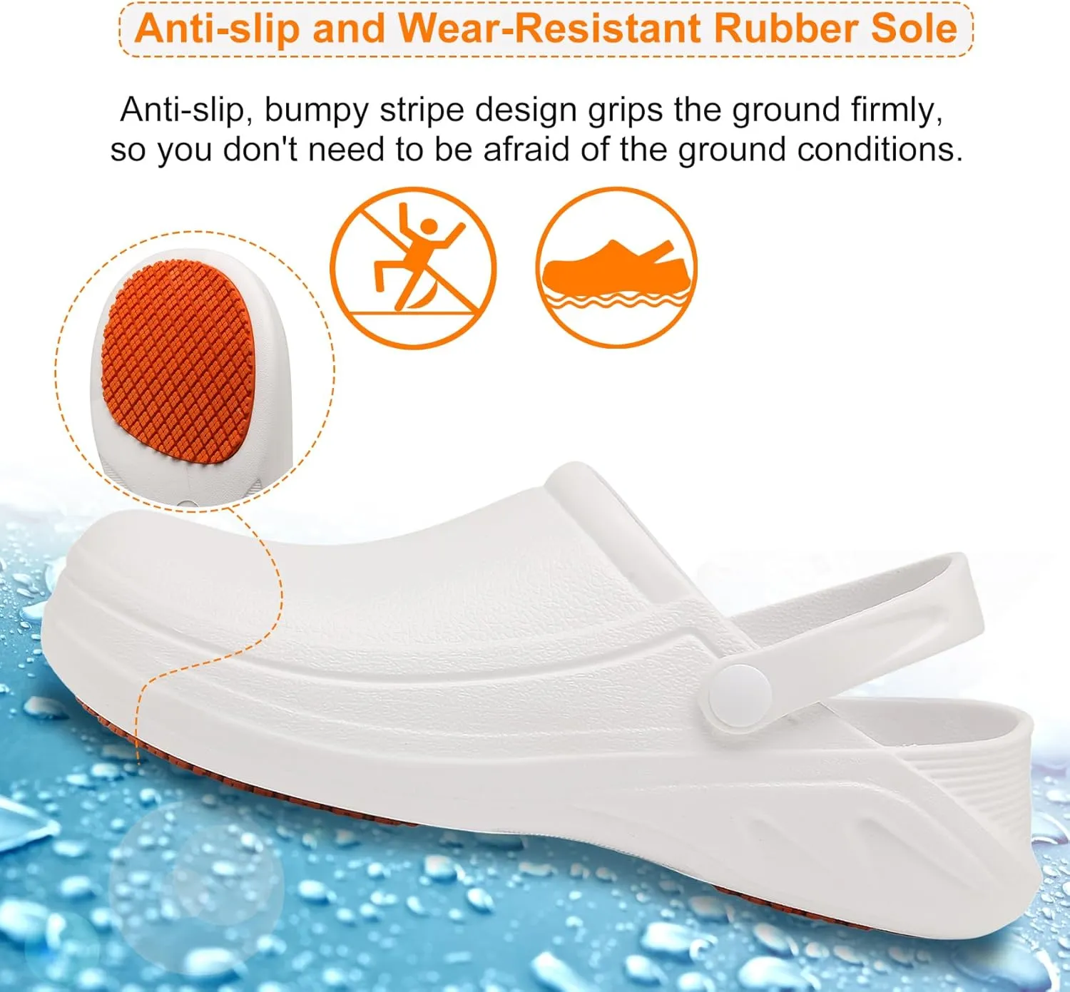 JSWEI Men's Unisex-Adult Kitchen Shoes - Nonslip Water Proof Work Shoes for Men, Women, Nurses, Gardeners, Indoor & Outdoor