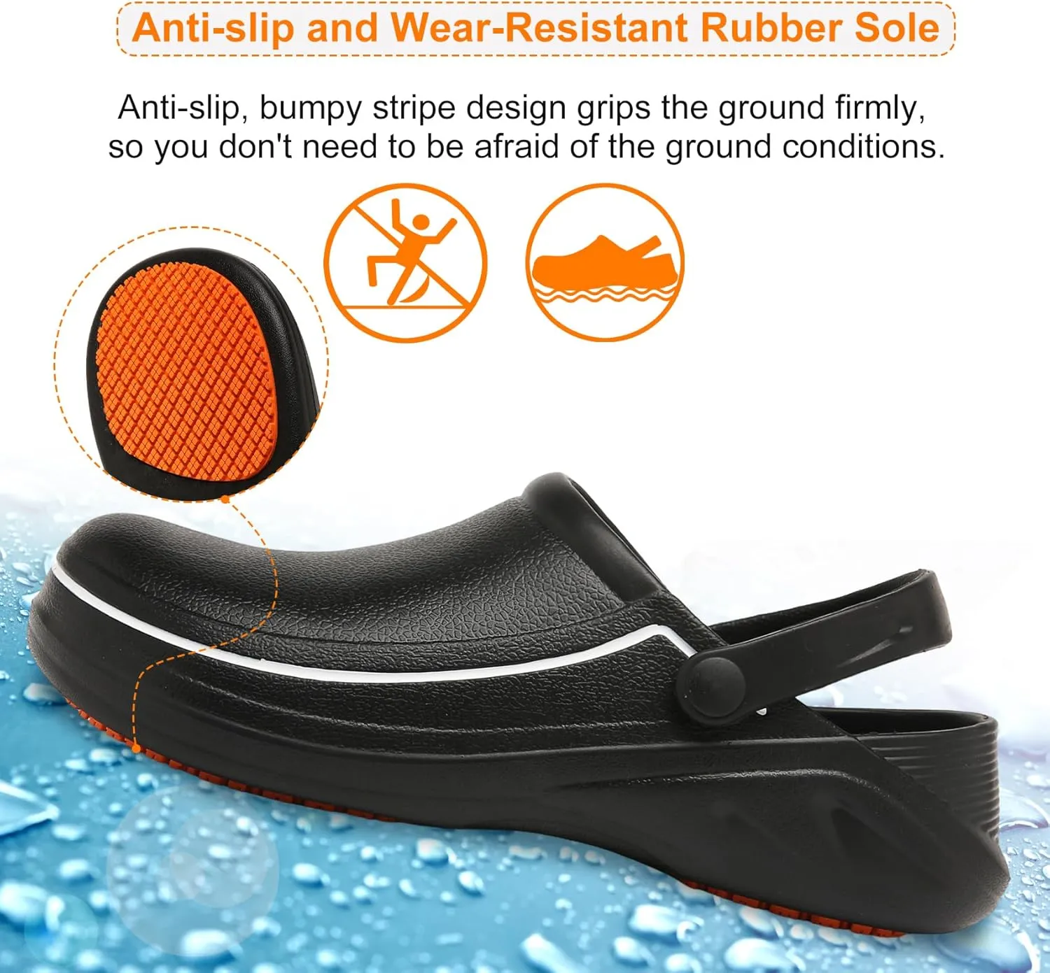 JSWEI Men's Unisex-Adult Kitchen Shoes - Nonslip Water Proof Work Shoes for Men, Women, Nurses, Gardeners, Indoor & Outdoor